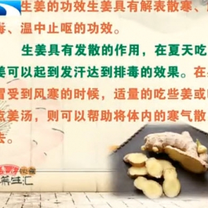 饮食养生汇20131121视频:王凤岐讲生姜的功效、吃姜的禁忌、板栗小米蒸牛肉的制作方法