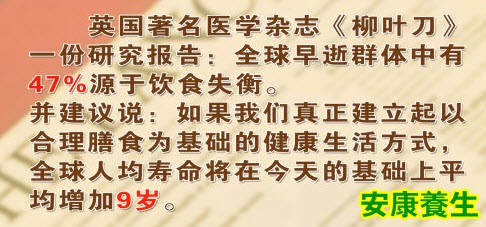 早逝人群中47%源于饮食失衡