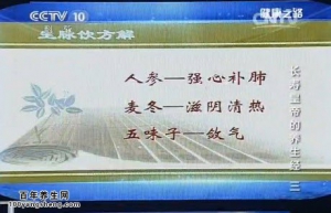 《健康之路》20141230视频笔记:刘剑锋讲生脉饮适应症 人参的作用 气阴两虚的症状
