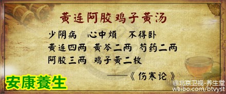 黄连阿胶鸡子黄汤
