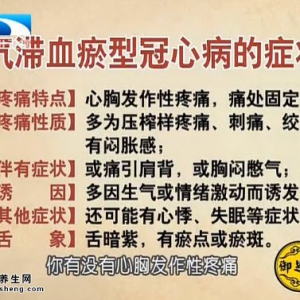 饮食养生汇20160128视频笔记:张文彭讲气滞血瘀型冠心病的症状、冠心病的性格