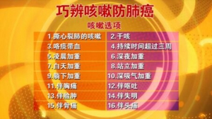 北京卫视20161015《养生堂》肺癌、小细胞肺癌、咳嗽、咳血、伴脸肿、撕心裂肺